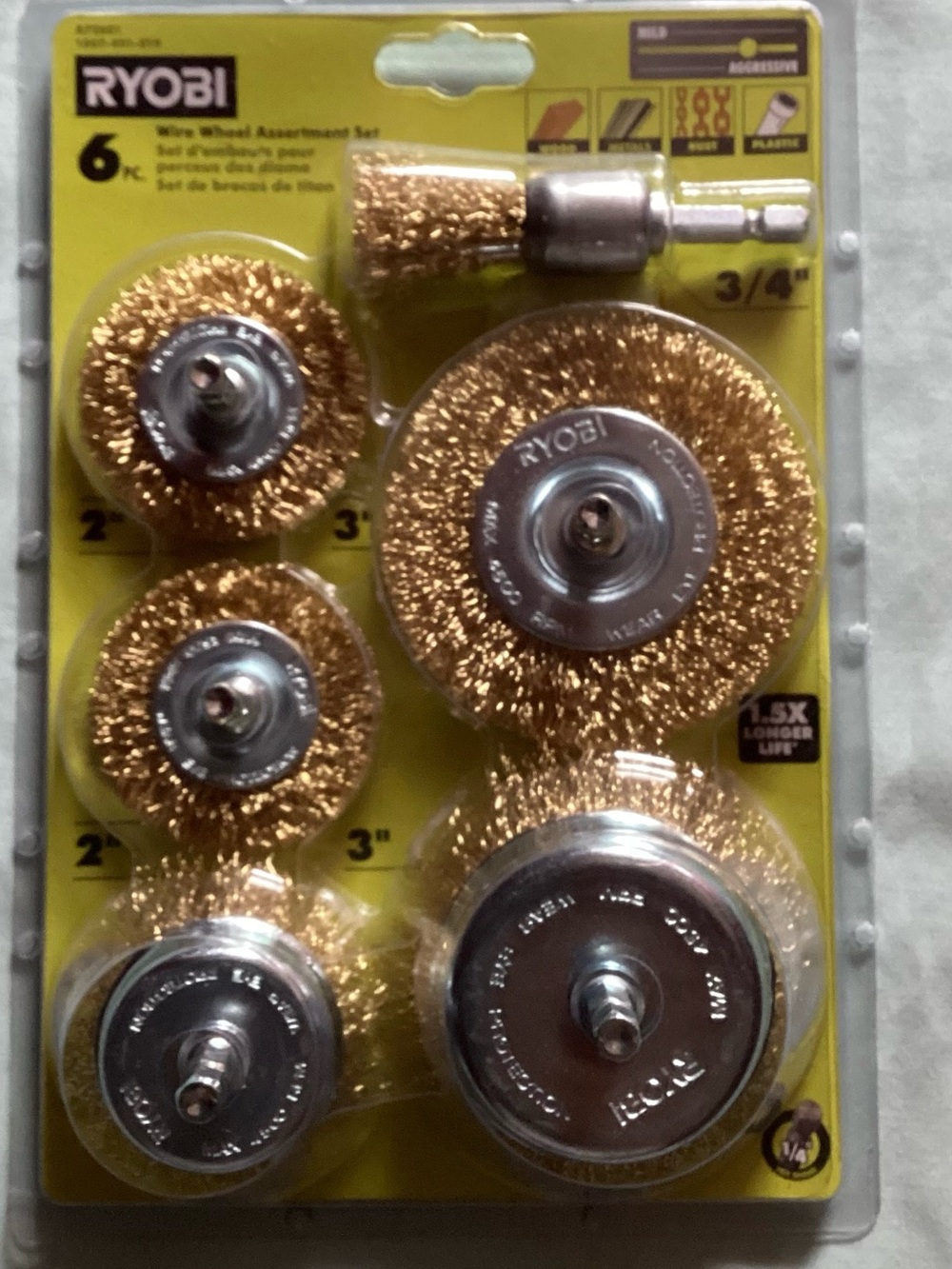 Ryobi 6 Pc Wire Wheel Accessory Assortment Set New